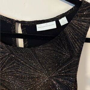 New York & Company Shimmering Black and Gold Dress
